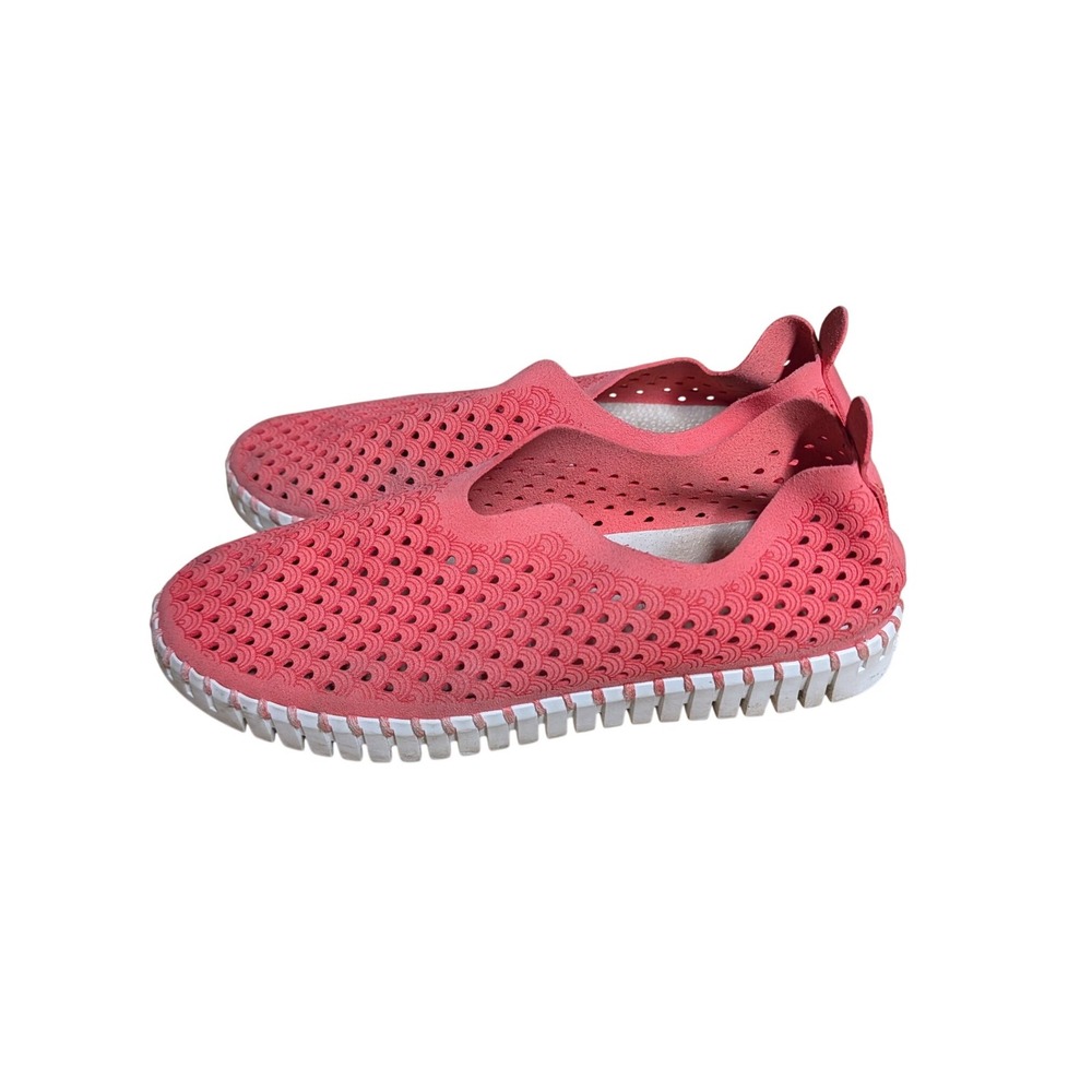 Ilse Jacobsen Hornbaek Tulip 139 Coral Red Laser Cut Slip On Loafers Size 39
